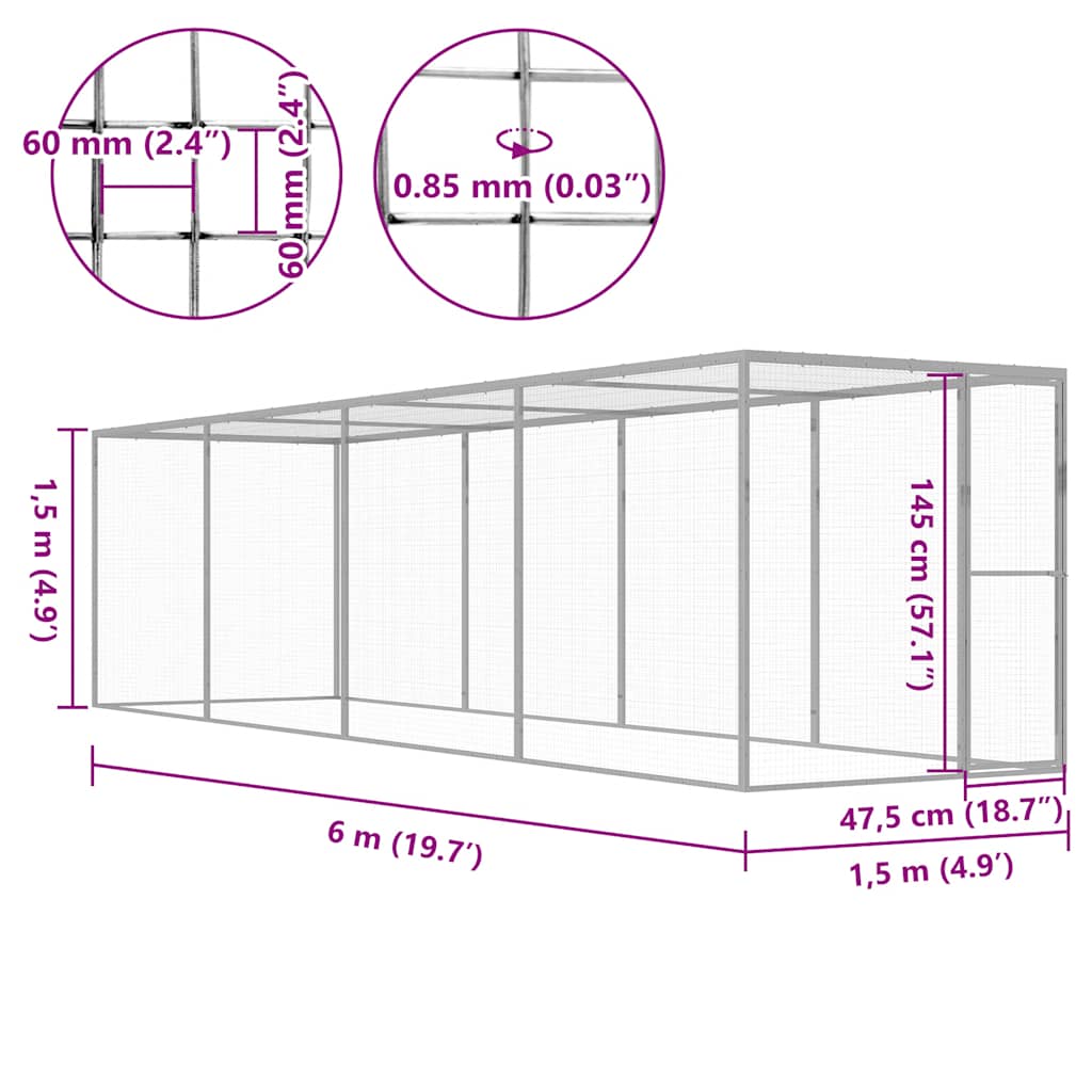 Cat Cage | Silver | Galvanised Steel | Large | Durable | Cat Cage