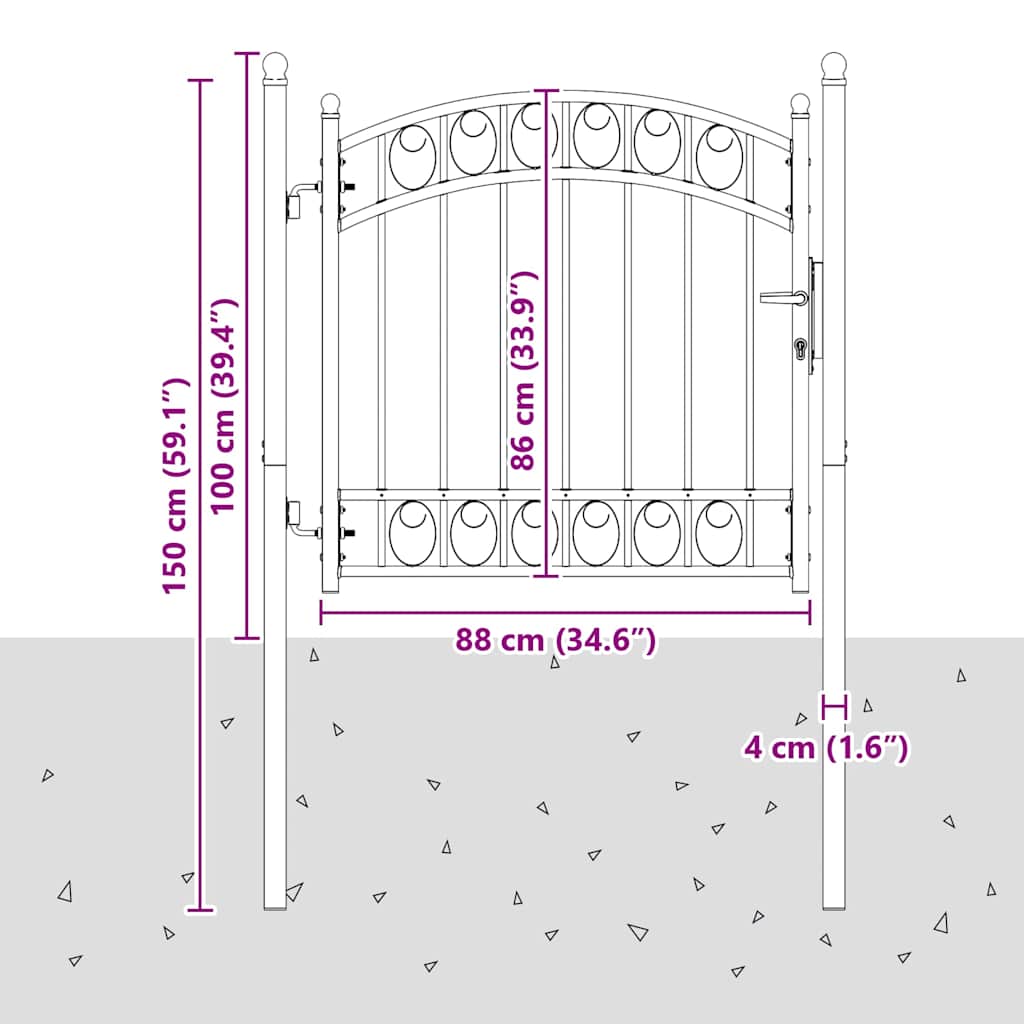Fence Gate "EMMEN" with Arched Top Steel 100x86 cm Green