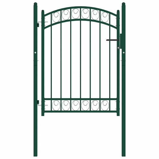 Fence Gate "EMMEN" with Arched Top Steel 100x98,5 cm Green