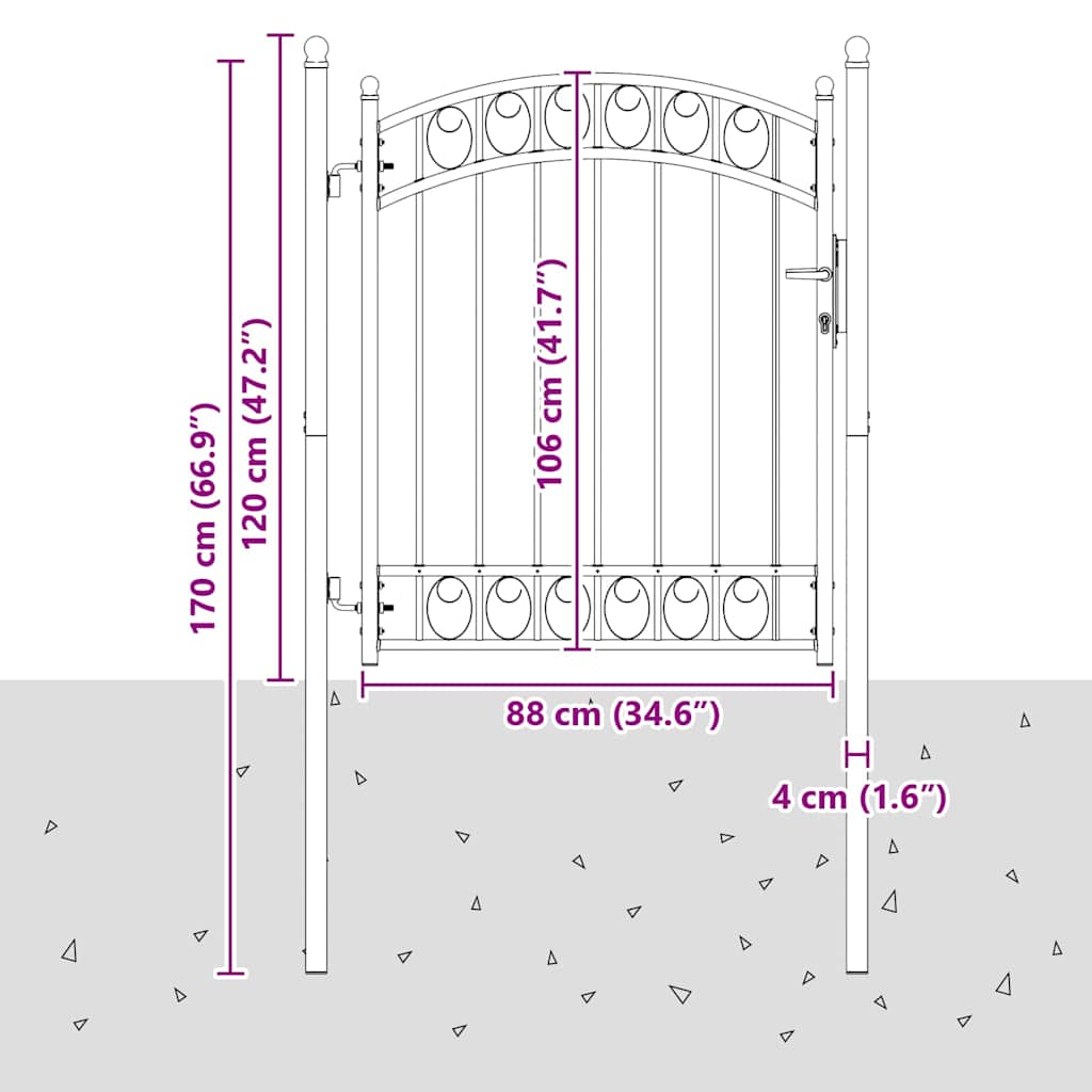 Fence Gate "EMMEN" with Arched Top Steel 100x106 cm Green