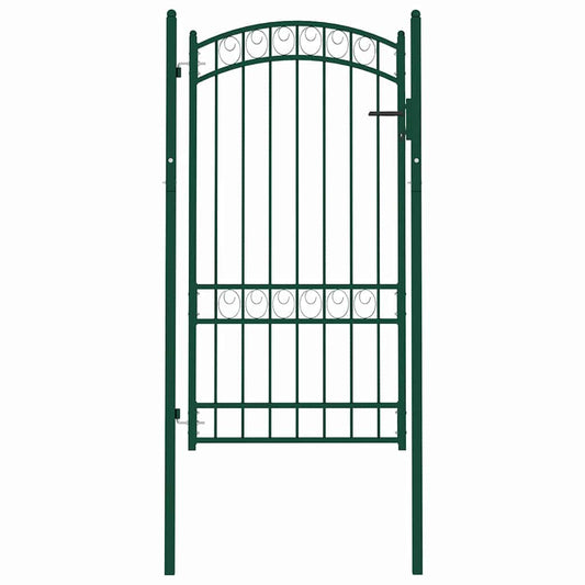 Fence Gate "EMMEN" with Arched Top Steel 100x123,5 cm Green