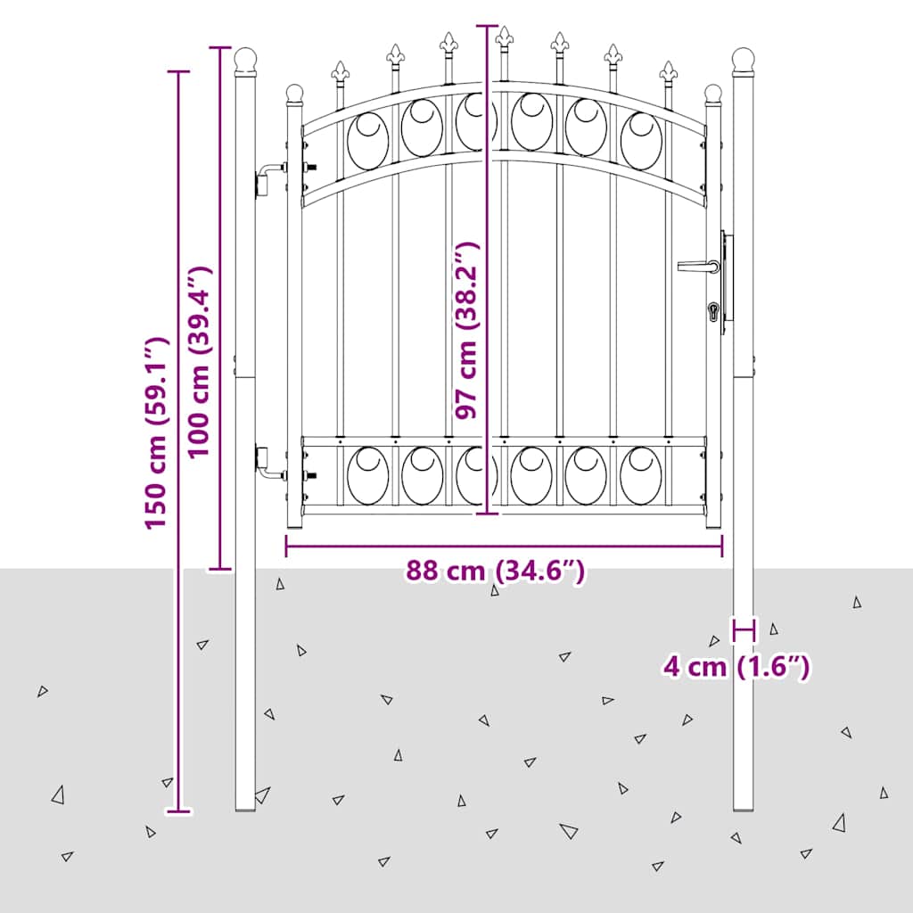 Fence gates EMMEN 100 x 100 cm Powder-coated steel Lockable