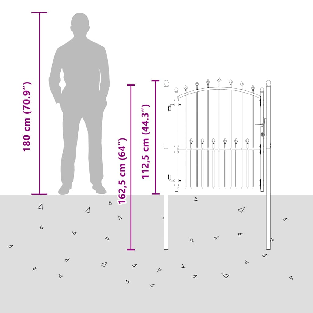 Fence Gate EMMEN with Spikes Steel 104x109.5 cm Green