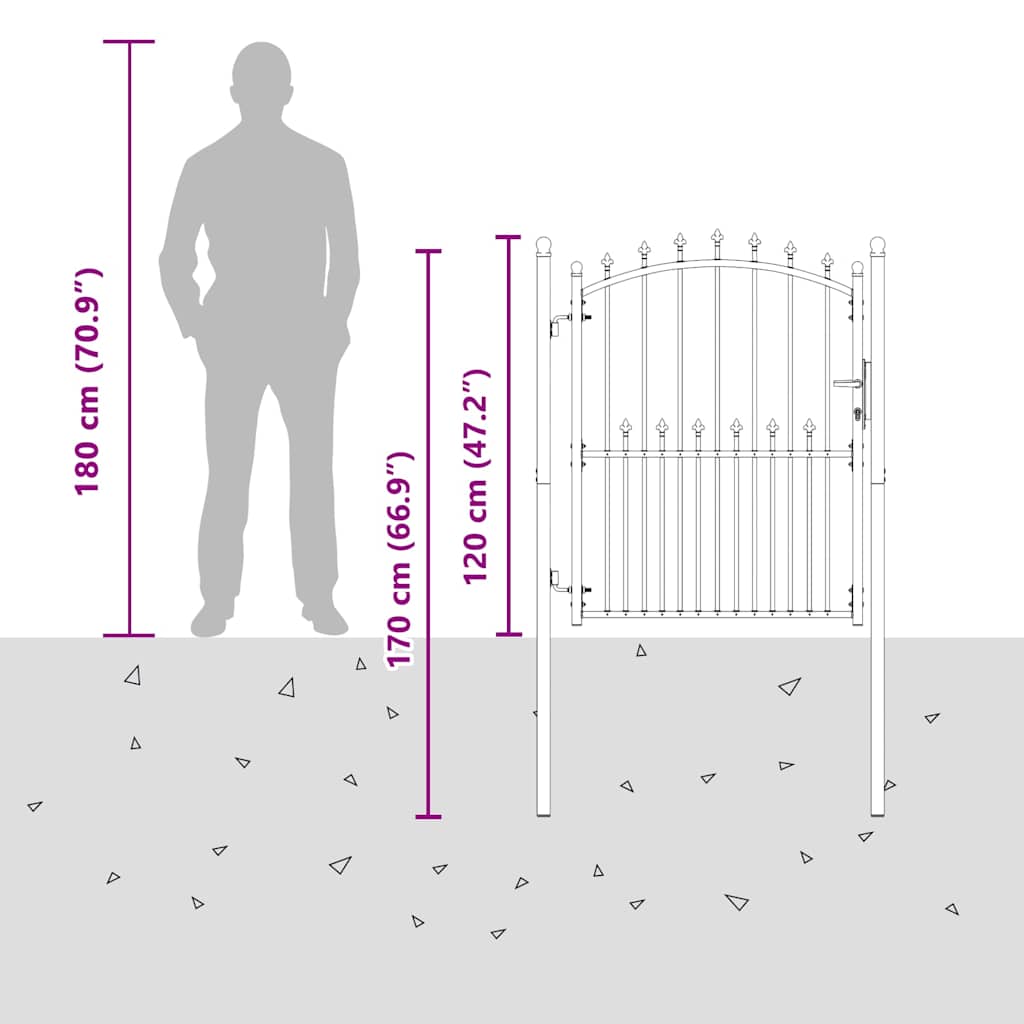 Fence Gate EMMEN with Spikes Steel 104x117 cm Green