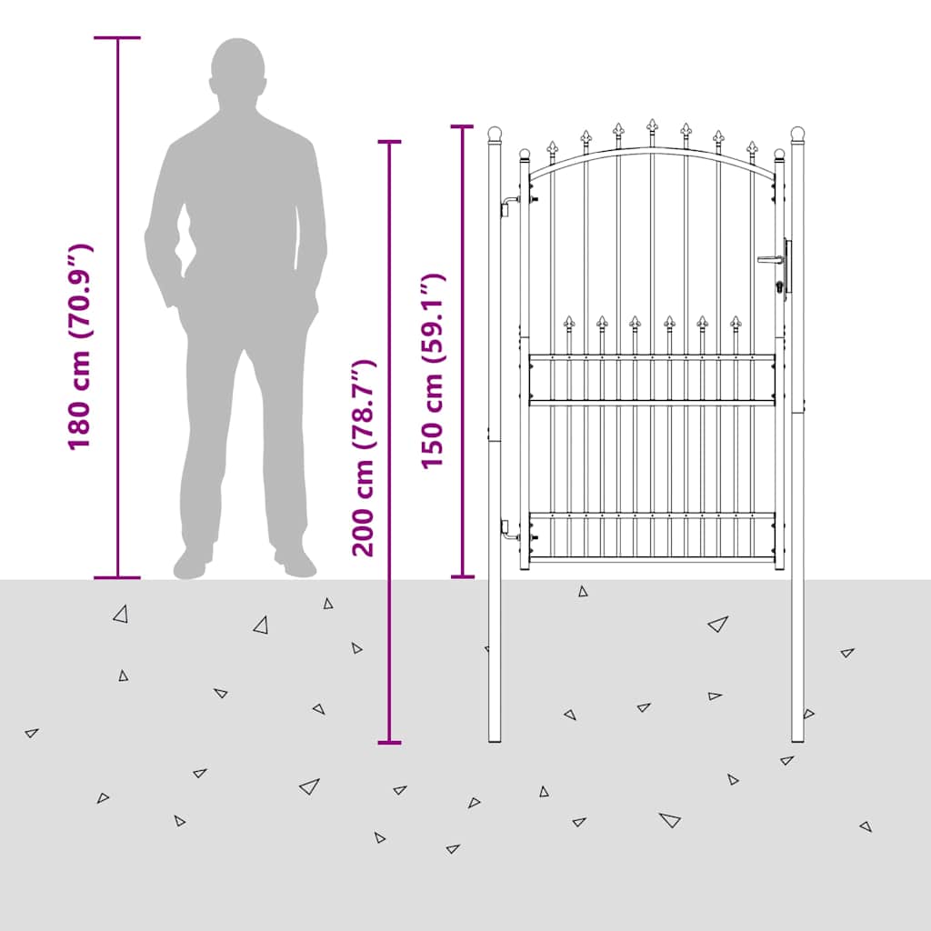 146397 vidaXL Fence Gate "EMMEN" with Spikes Steel 104x147 cm Green