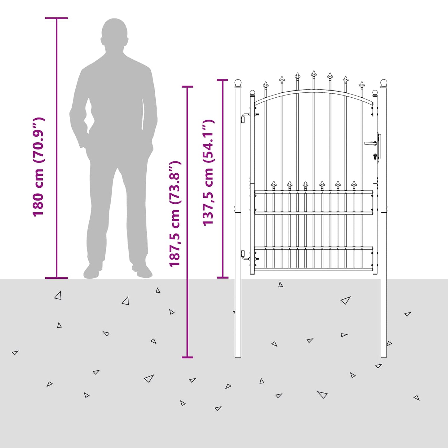 Fence Gate with Spikes EMMEN 100 x 175 cm Powder-coated steel