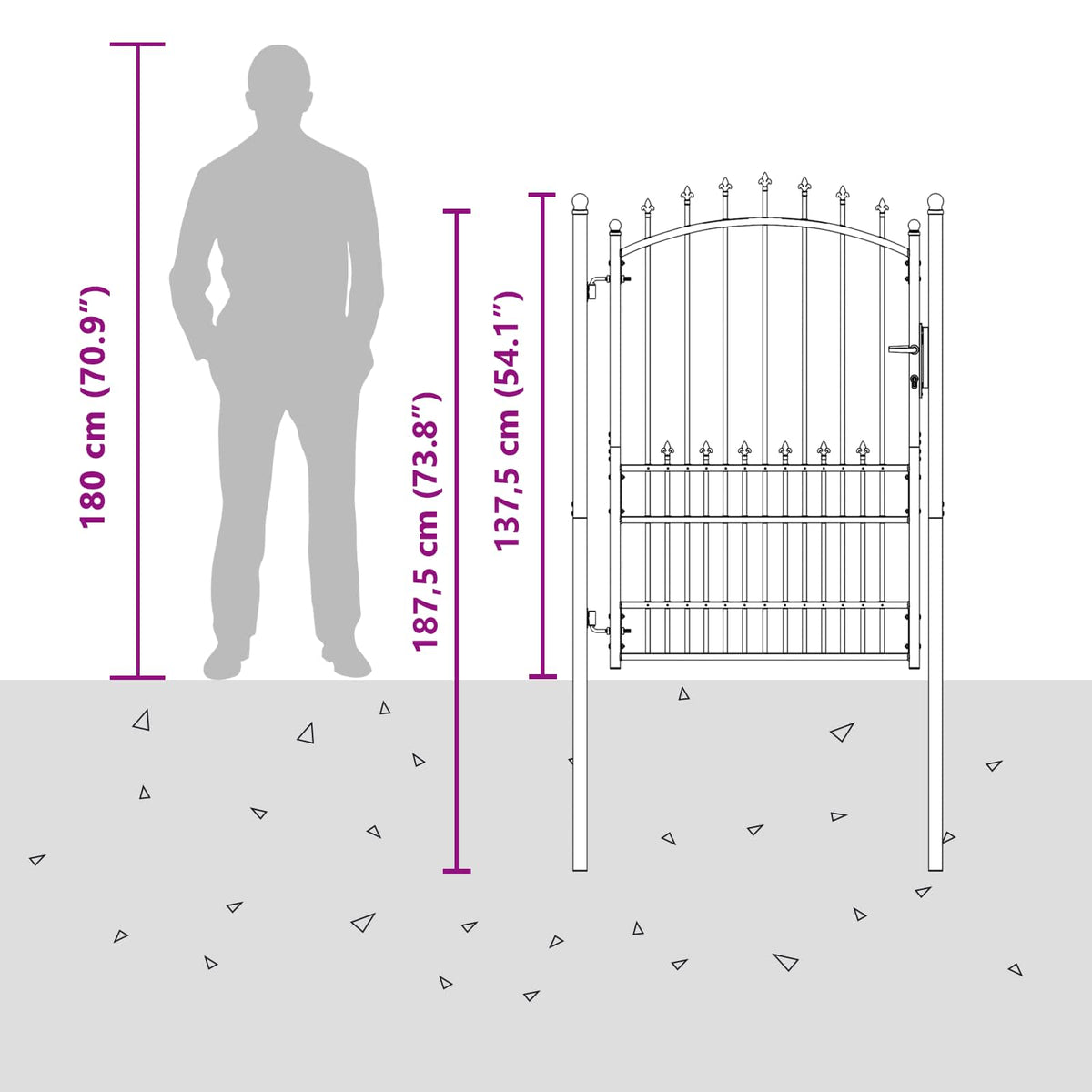 Fence Gate with Spikes EMMEN 100 x 175 cm Powder-coated steel