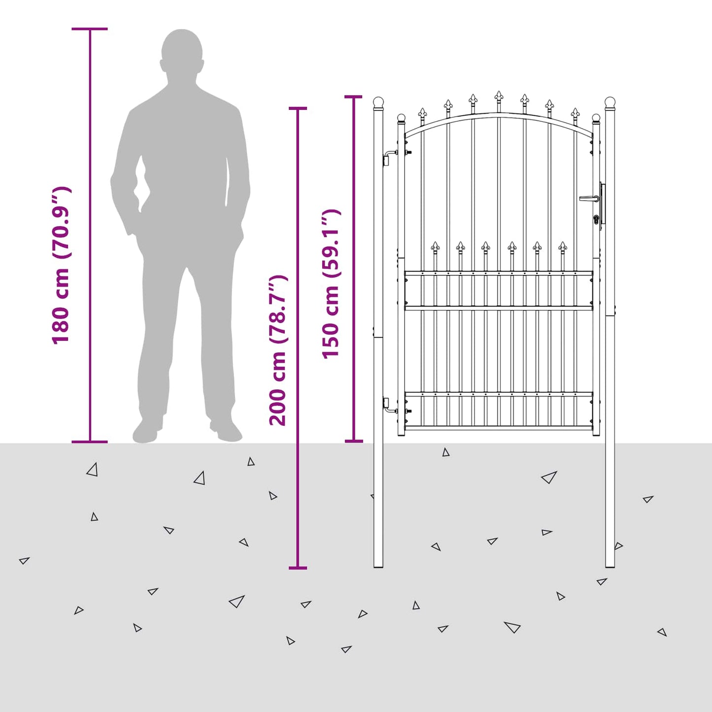Fence Gate with Spikes EMMEN 100 x 200 cm Powder-coated steel
