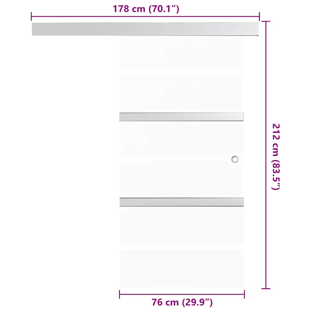 Sliding Door ESG Glass and Aluminium 76x212 cm Silver