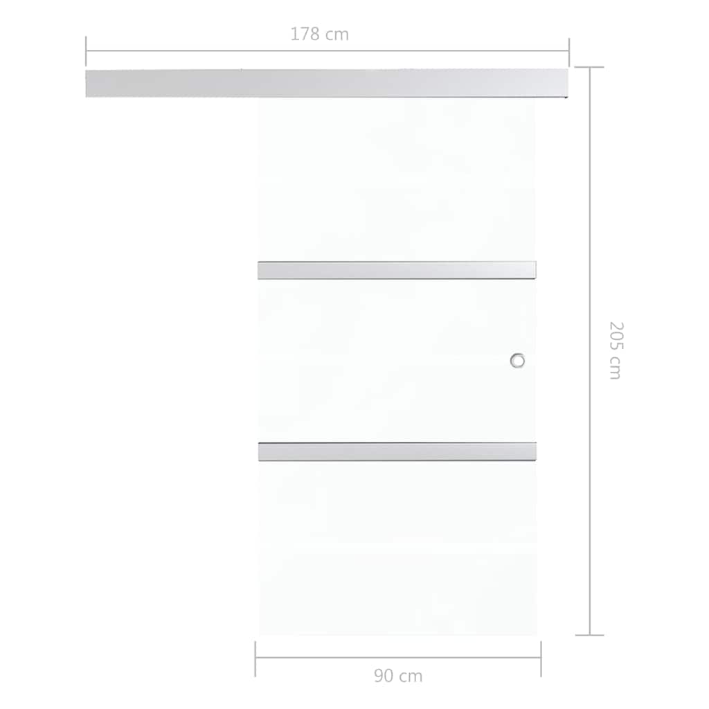 Sliding Door with Soft Stops ESG Glass and Aluminium 90x205 cm