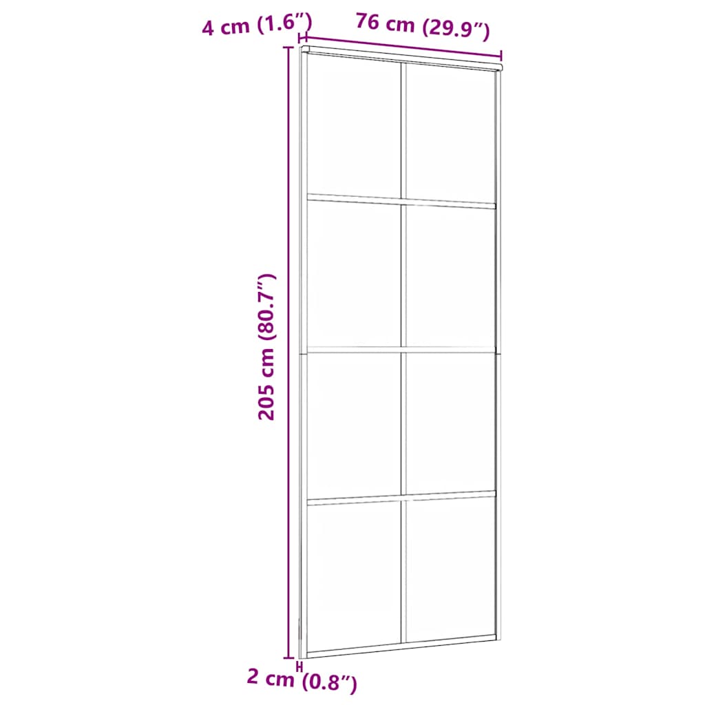 Sliding Door Aluminium and ESG Glass 76x205 cm Black