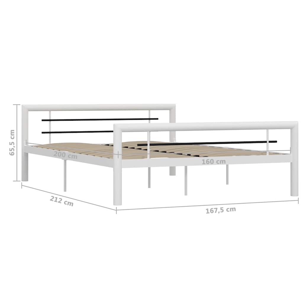 Bed Frame | White and Black | Metal | 160x200 cm | Bed Frame