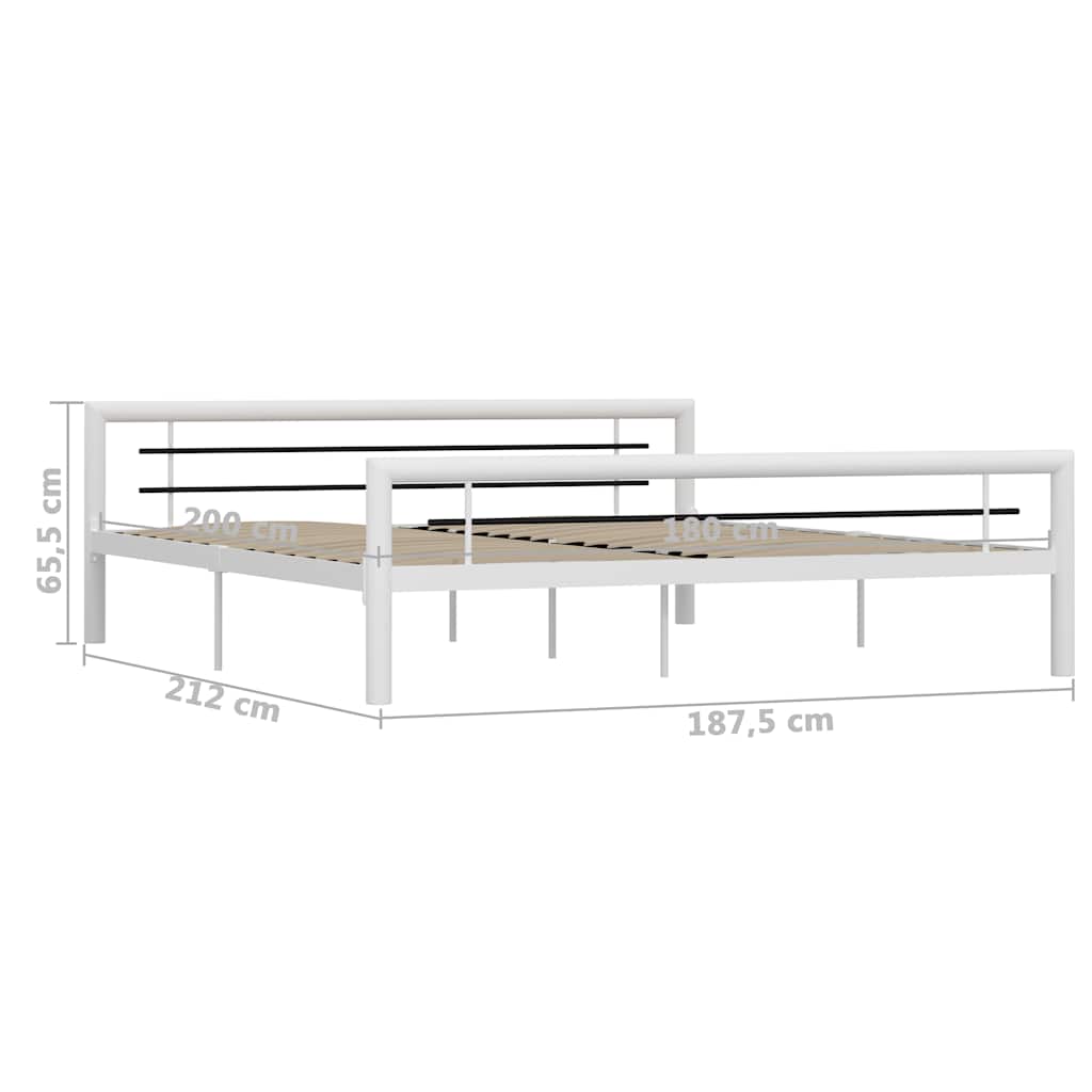 Bed Frame | White and Black | Metal | Super King | Durable | Bed Frame