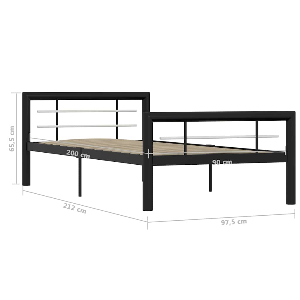 Bed Frame | Black and White | Metal | Single | Durable | Bed Frame