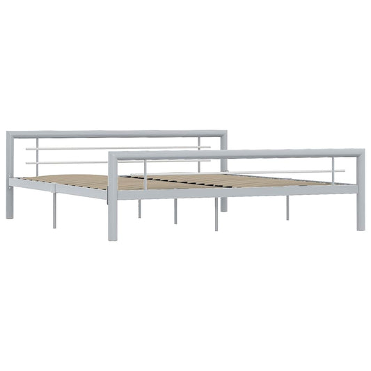 Bed Frame | Grey and white | Metal | Super King | Durable | Bed Frame
