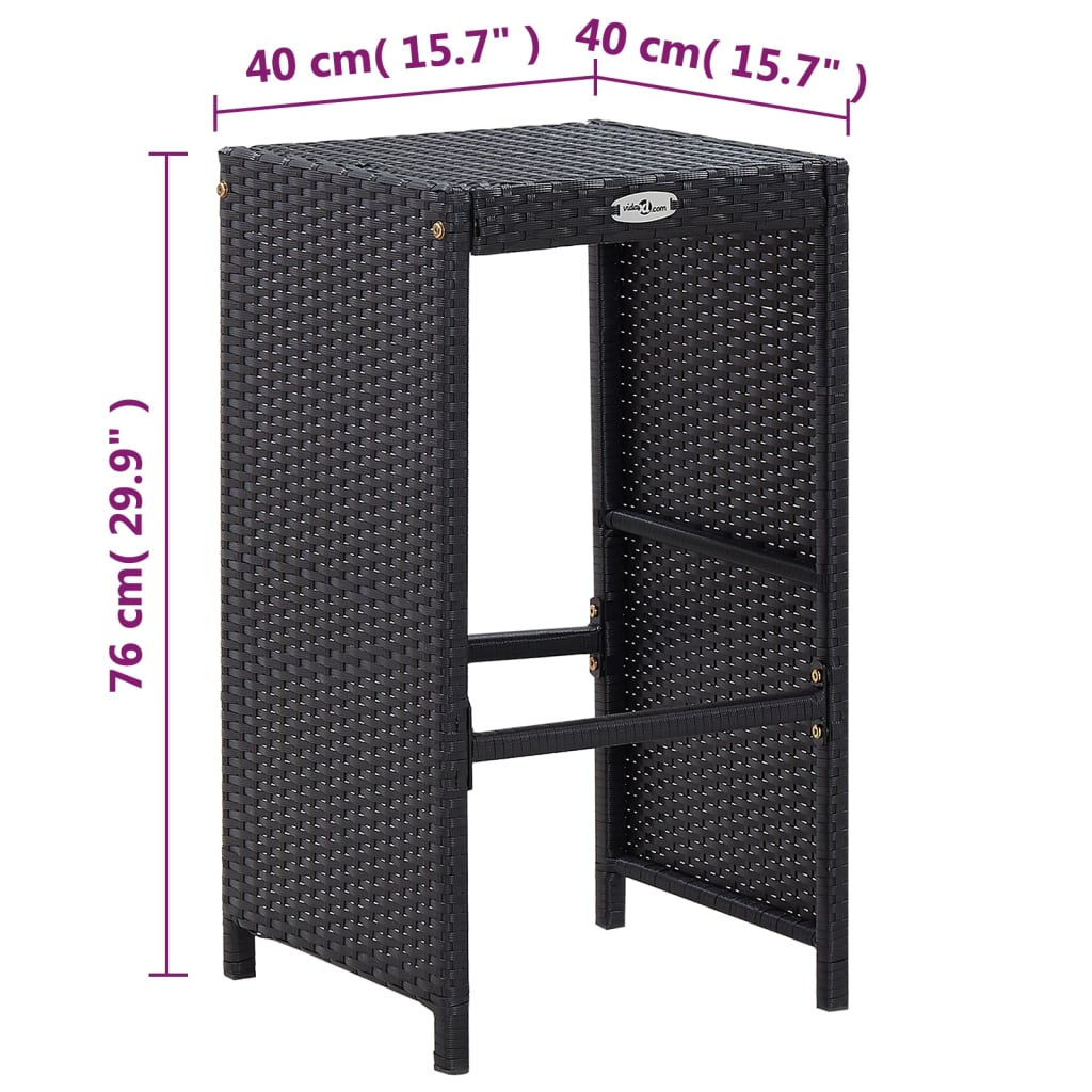 7 Piece Patio Bar Set with Cushions Poly Rattan Black