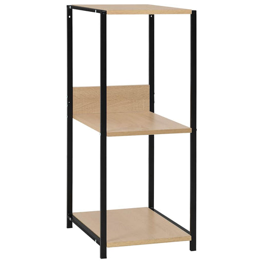 Small Straight Book Shelf Black and Oak 33.5x39.6x79.7 cm