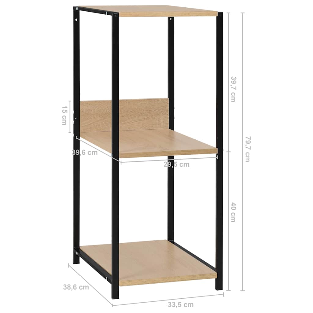 Book Shelf | Black and oak | Engineered wood | Small | Rectangular
