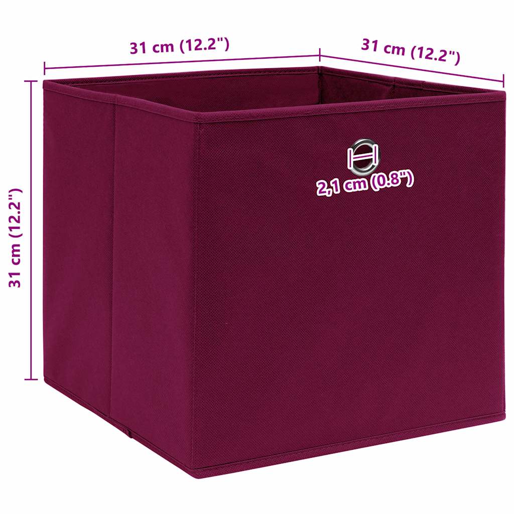 Storage Box | Set of 4 | Dark Red | Non-woven fabric (100% polyester)