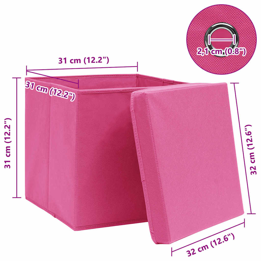 Storage Box | Set of 10 | Pink | Non-woven fabric (100% polyester)