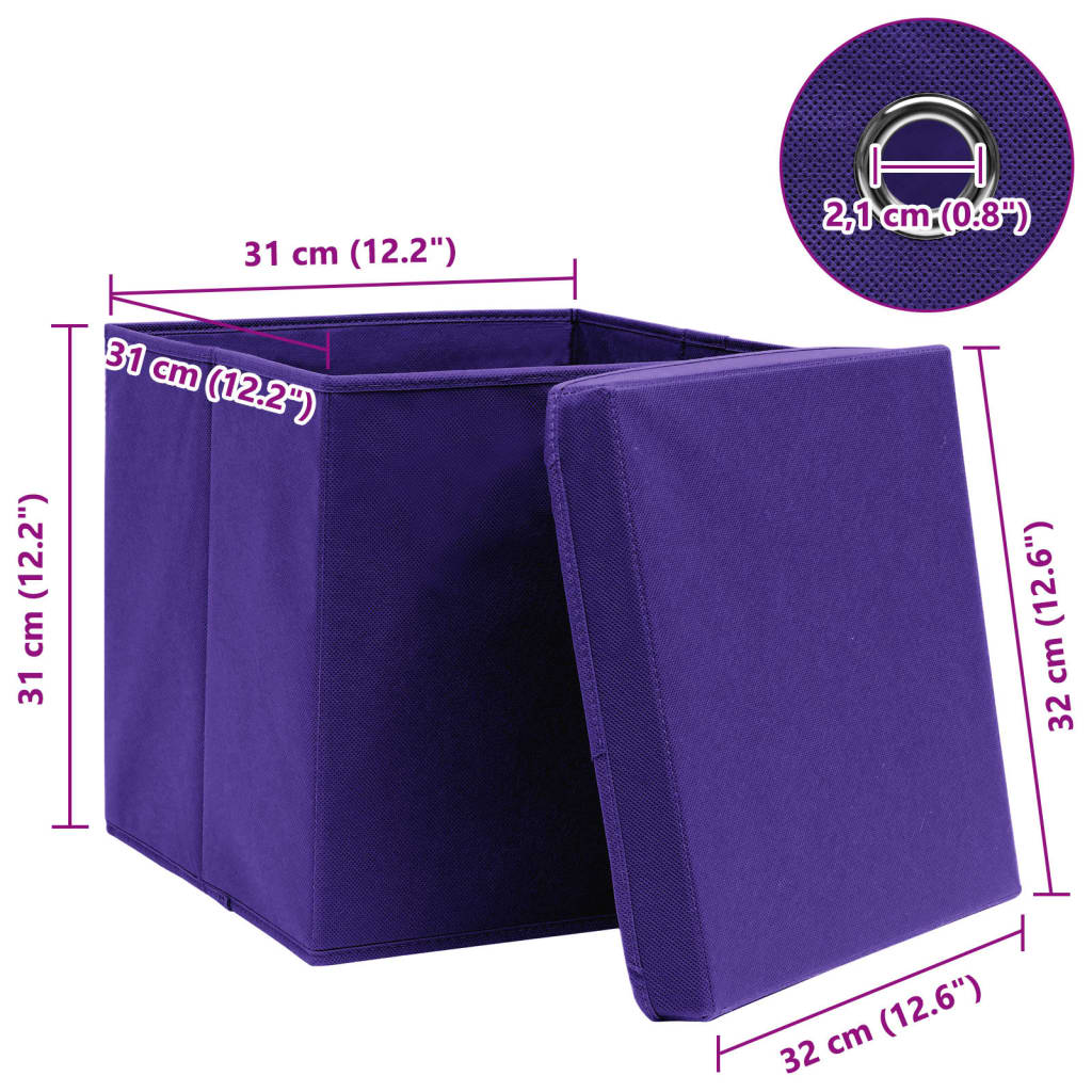 Storage Box | Set of 4 | Purple | Non-woven fabric (100% polyester)