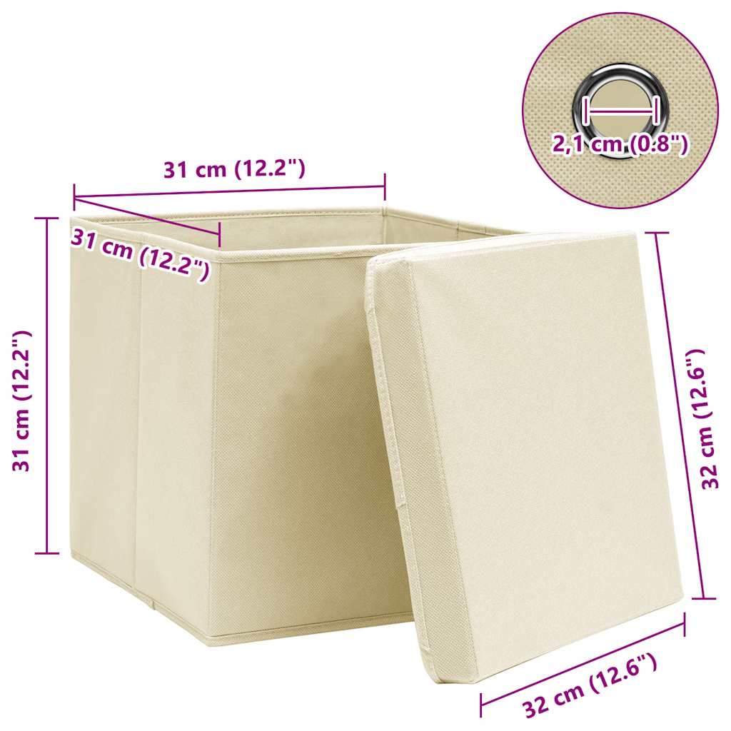 Storage Box | Set of 10 | Cream | Non-woven fabric (100% polyester)