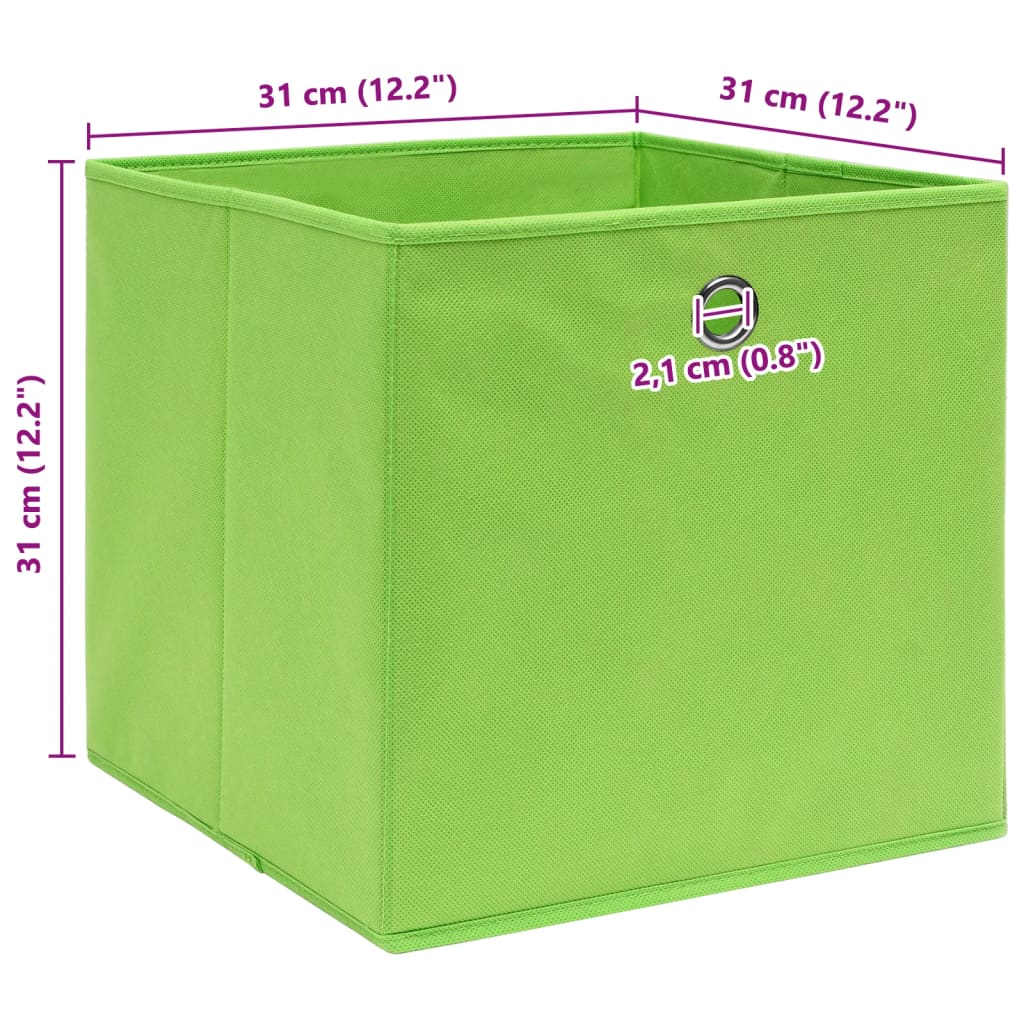 Storage Boxes 4 pcs Green 12.6"x12.6"x12.6" Fabric