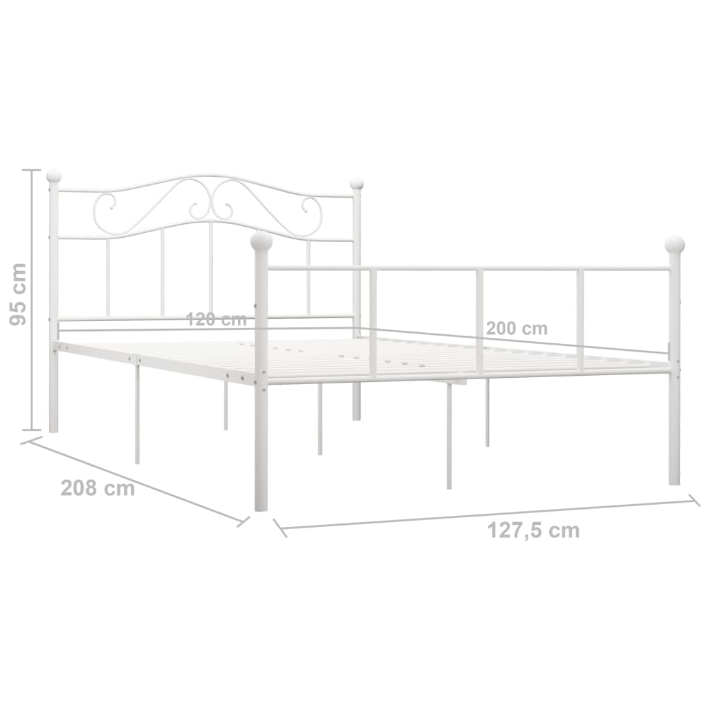 Bed Frame | White | Metal | 120x200 cm | Durable | Bed Frame