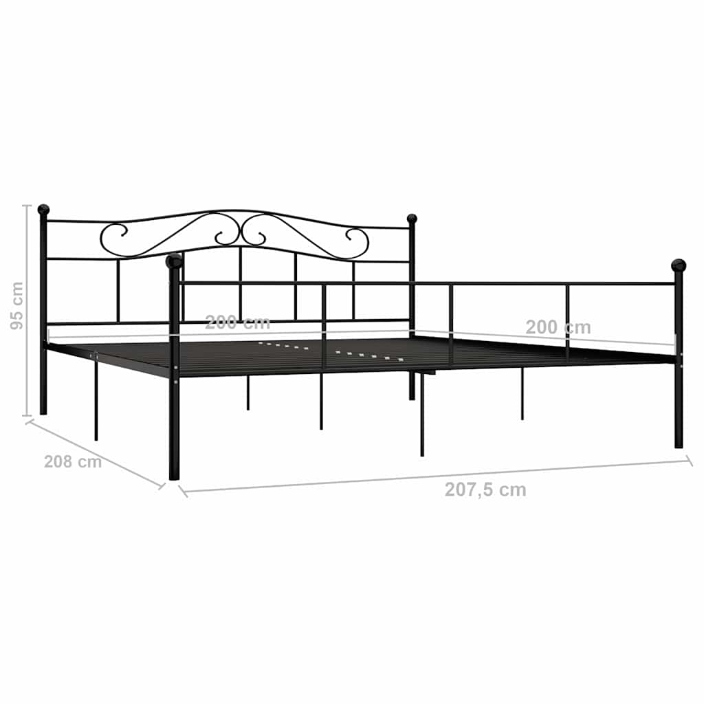 284529 vidaXL Bed Frame without Mattress Black Metal 200x200 cm