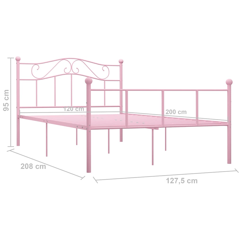 Bed Frame without Mattress Pink Metal 120x200 cm