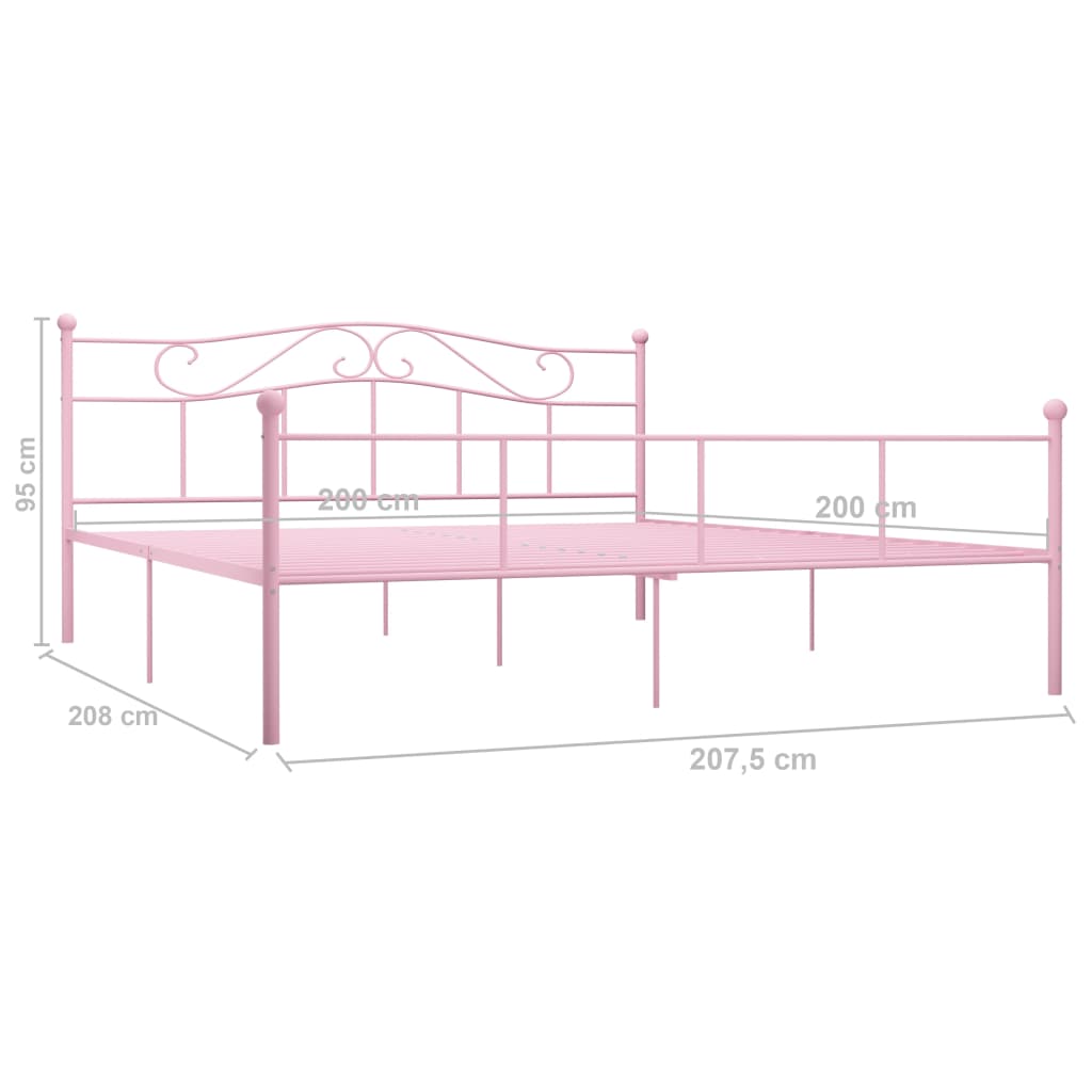 284543 vidaXL Bed Frame without Mattress Pink Metal 200x200 cm