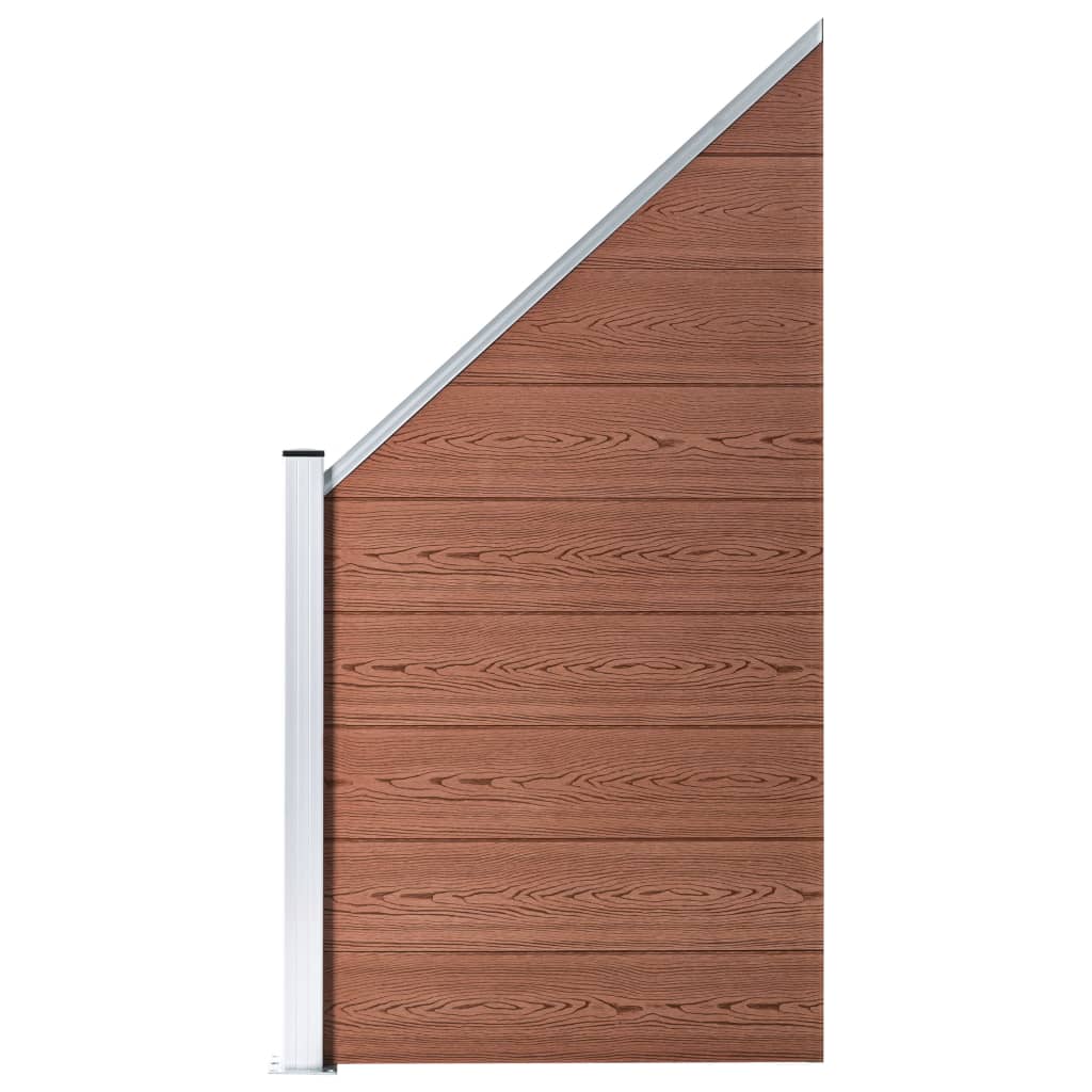WPC Fence Set 2 Square + 1 Slanted 446x186 cm Brown