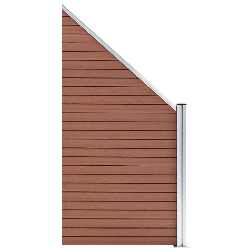 WPC Fence Set 8 Square + 1 Slanted 1484x186 cm Brown