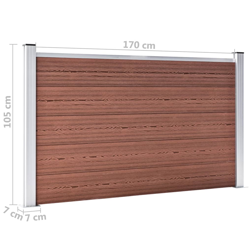 3053246 vidaXL Garden Fence WPC 872x106 cm Brown (49072+4x49074)