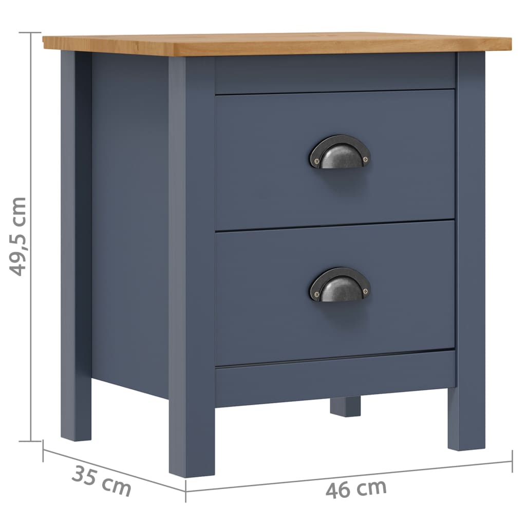 Bedside Cabinet | Grey and honey brown | Solid pine wood | Small