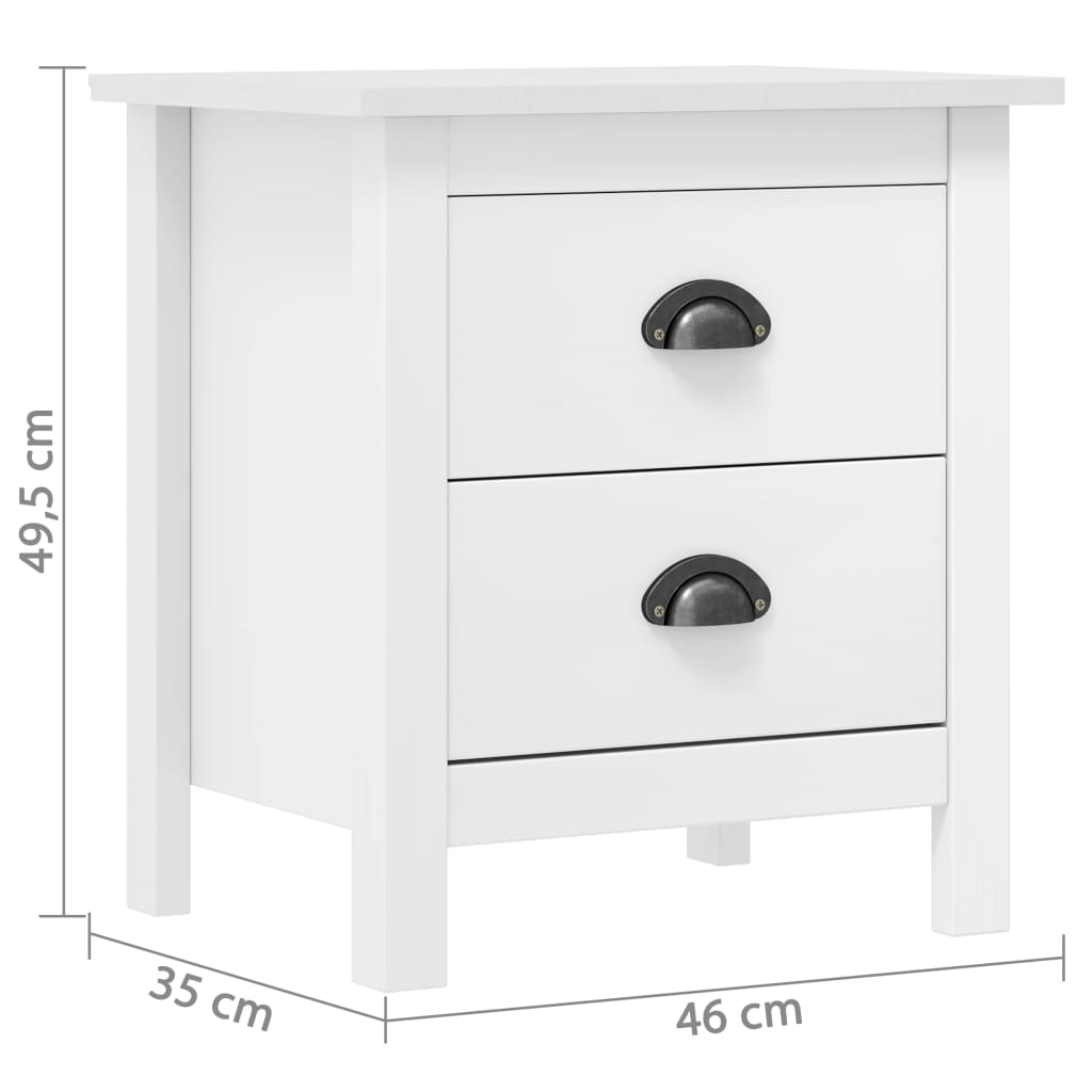 Bedside Cabinet | Set of 2 | White | Solid pine wood | Medium