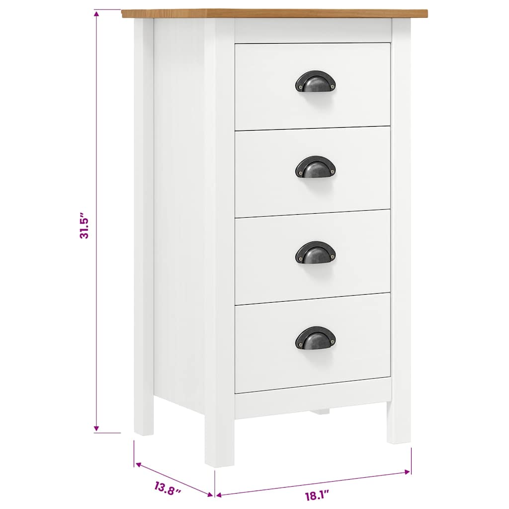 Sideboard | White and Honey Brown | Solid Pine Wood | Compact | Sideboard