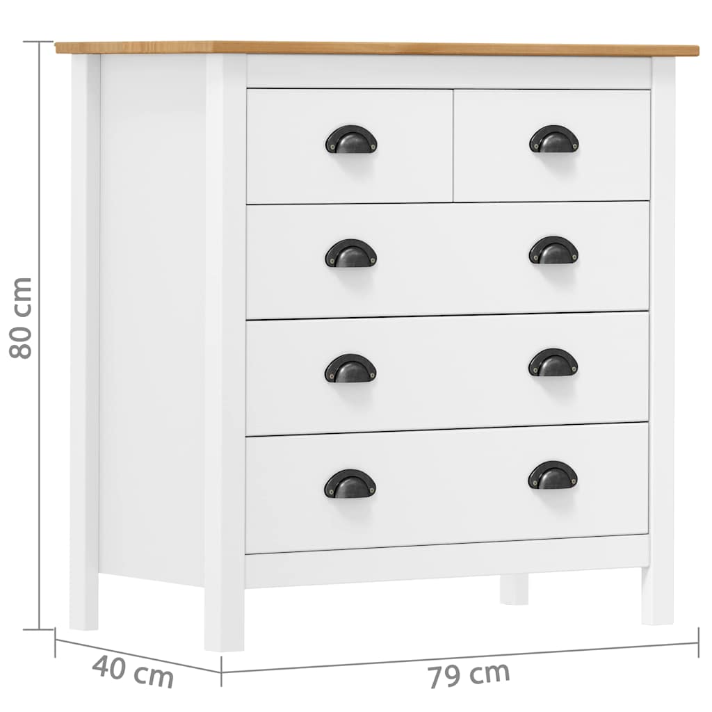 Sideboard | White and honey brown | Solid pine wood | 79x40x80 cm