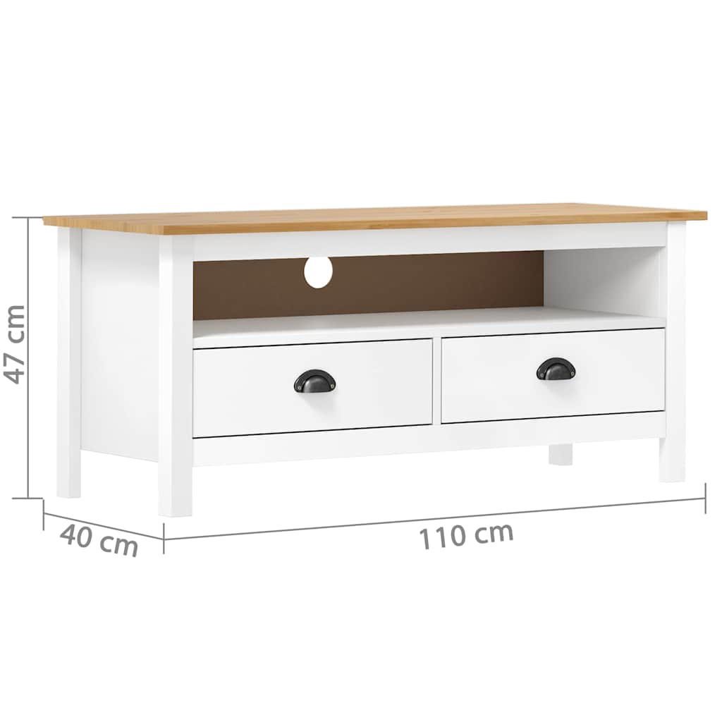 TV Cabinet | White and Honey Brown | Solid Pine Wood | Compact