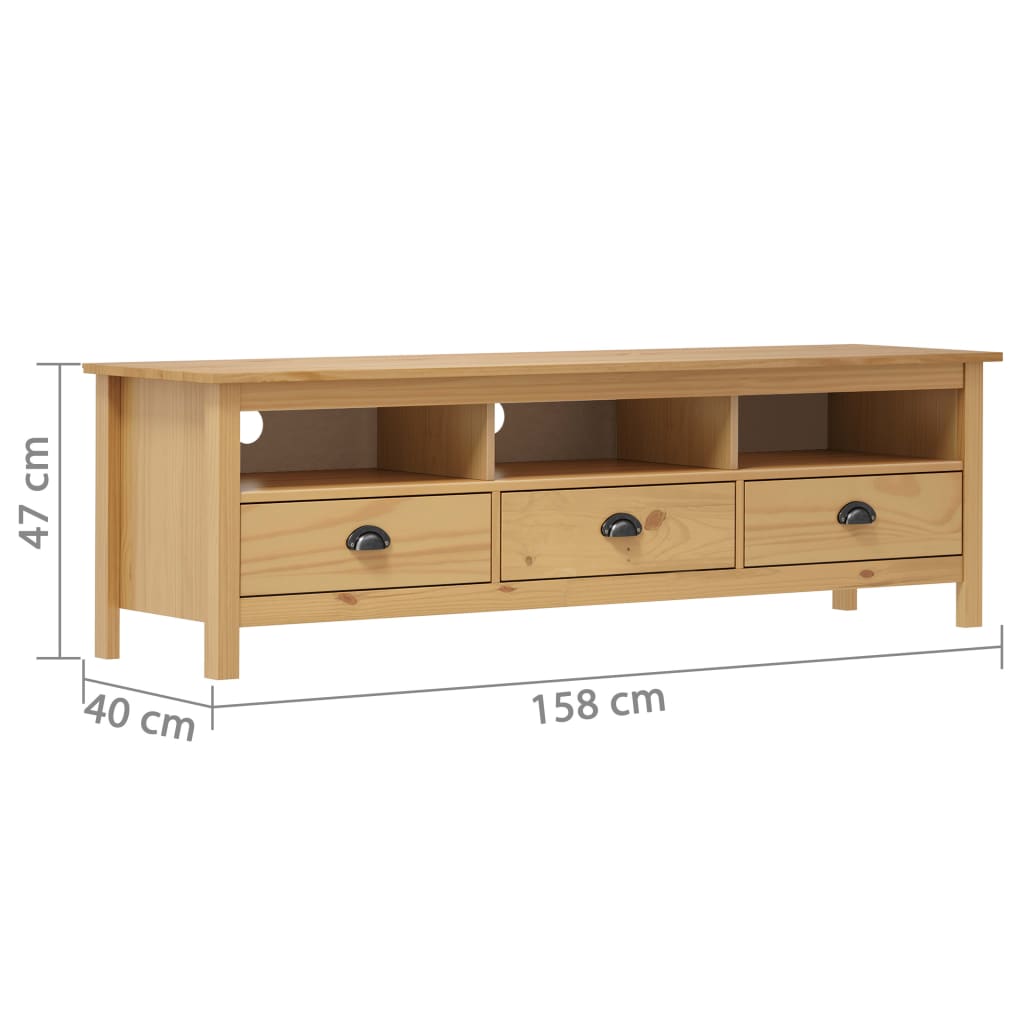 TV Cabinet | Honey brown | Solid pine wood | Large | TV Cabinet