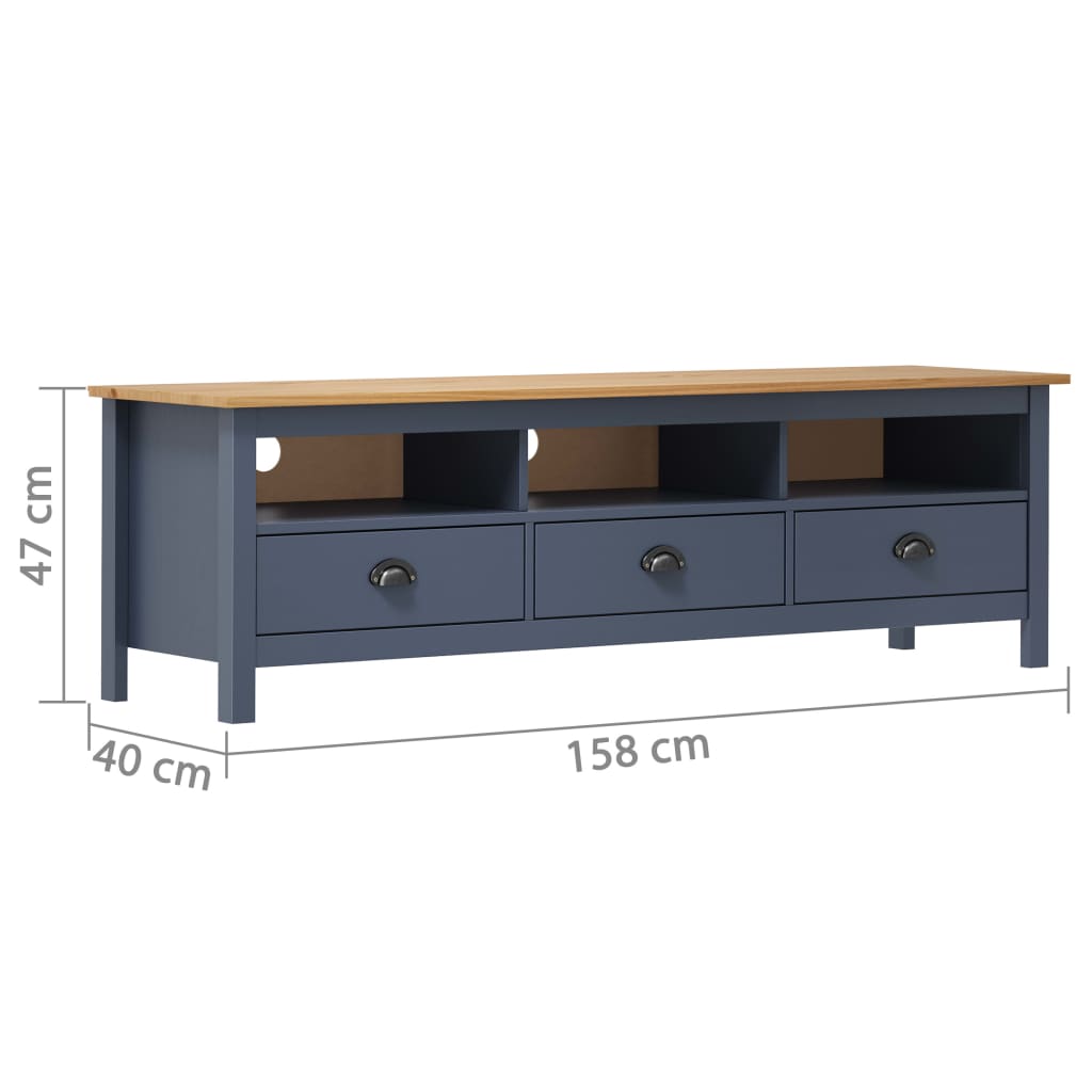TV Cabinet Hill Grey 158x40x47 cm Solid Pine Wood