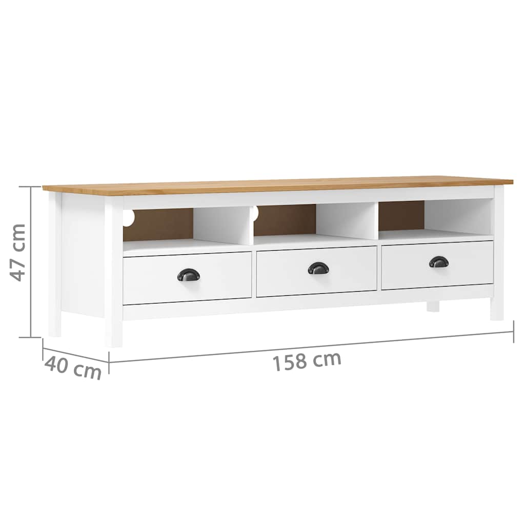 Tv Cabinet | White and honey brown | Solid pine wood | 158 cm wide