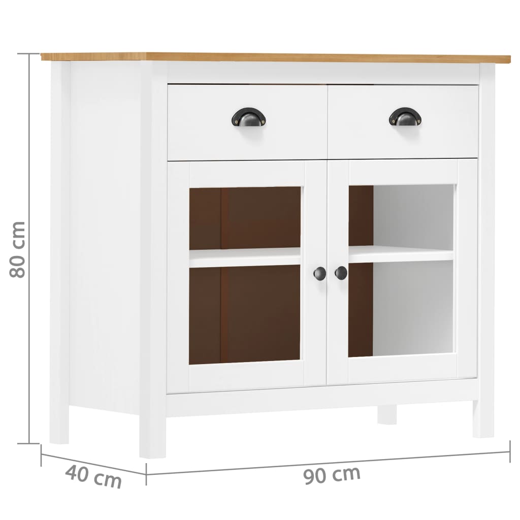 Sideboard | White and honey brown | Solid pine wood | Medium | Sideboard