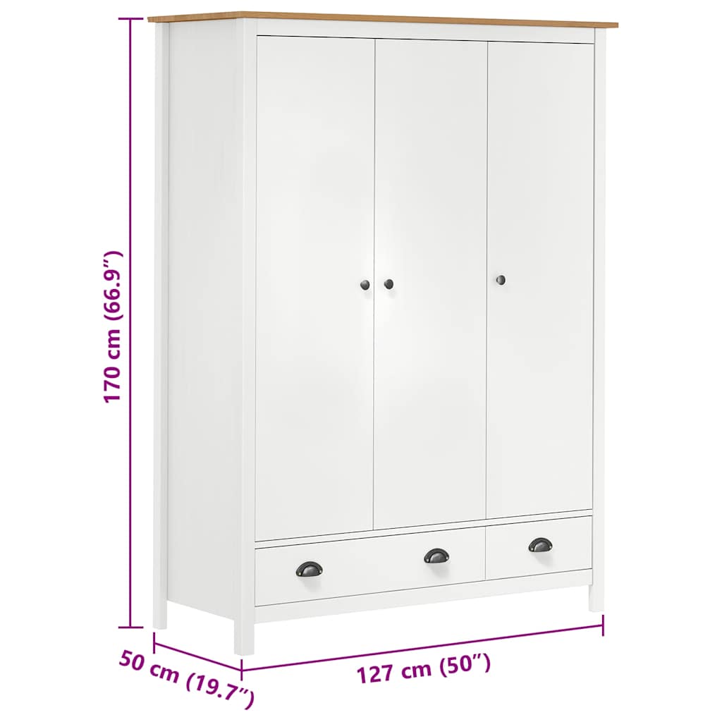 Wardrobe | White and honey brown | Solid pine wood | Medium | Wardrobe