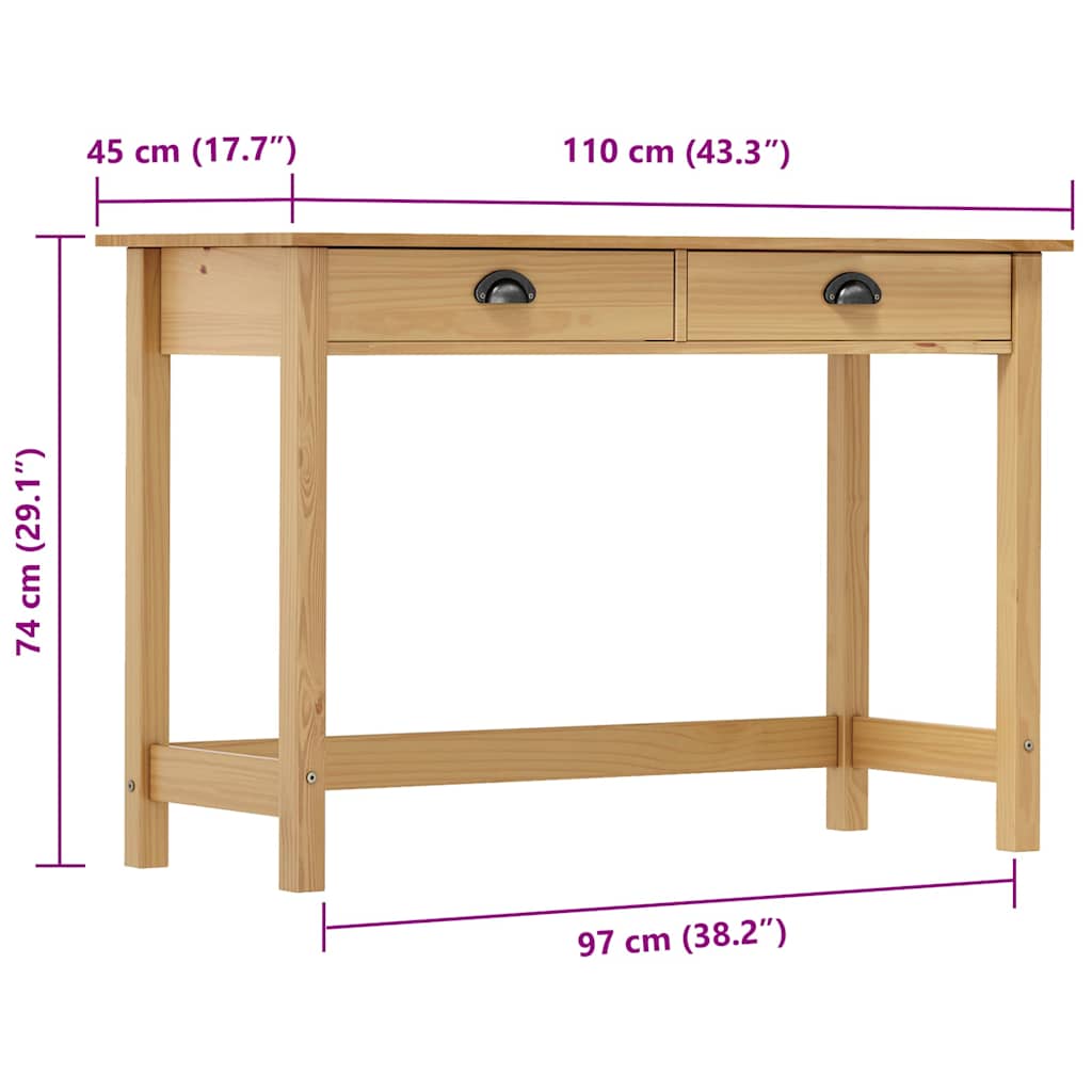 Console Table | Honey Brown | Solid Pine Wood | Compact | Drawers