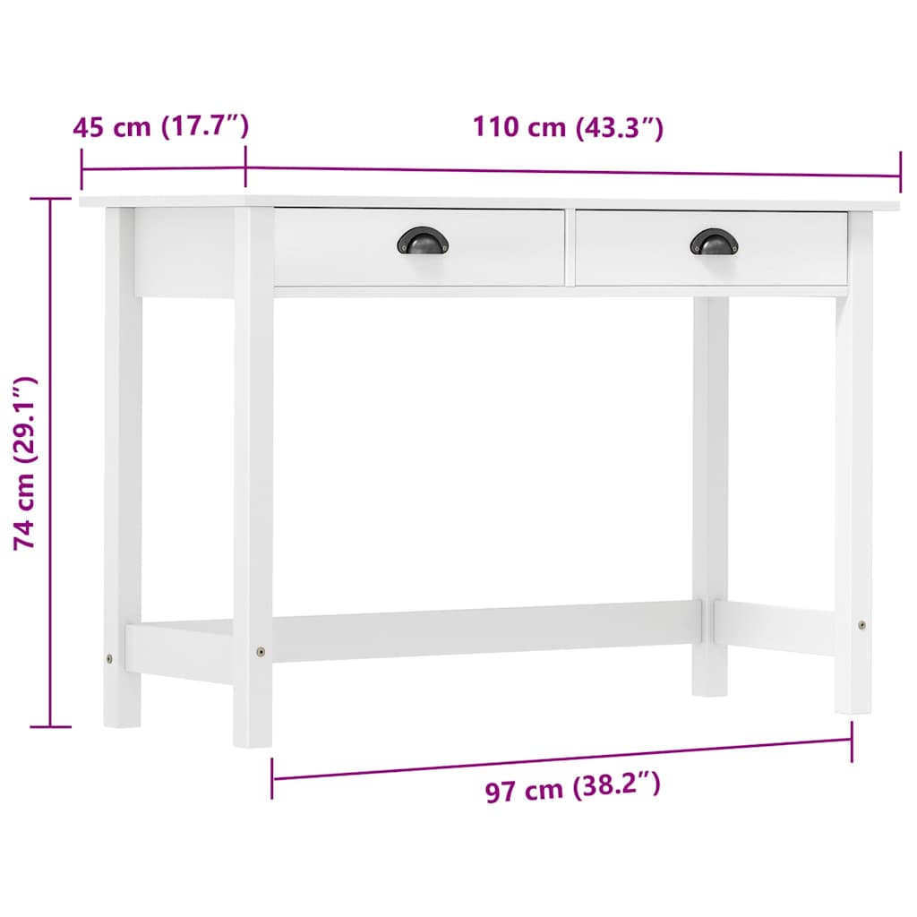 Console Table | White | Solid pine wood | Compact | Rectangular