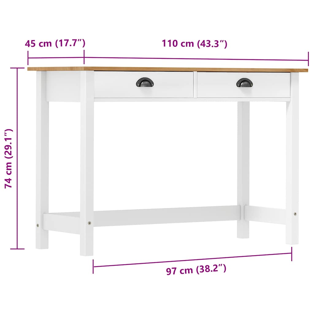 Console Table | White and Natural | Solid Pine Wood | Compact | Storage