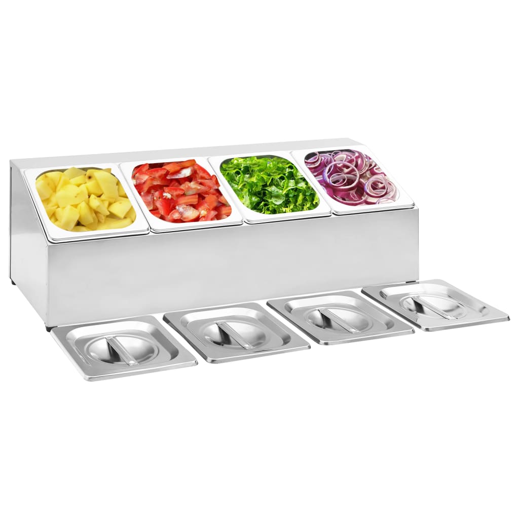 Gastronorm Container Holder with 4 GN 1/6 Pan Stainless Steel