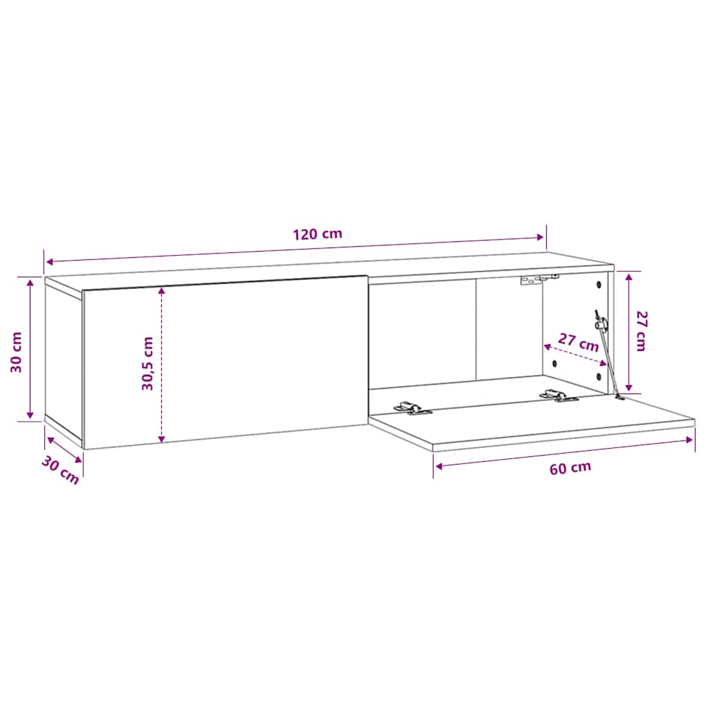 TV Cabinet White 120x30x30 cm Engineered Wood