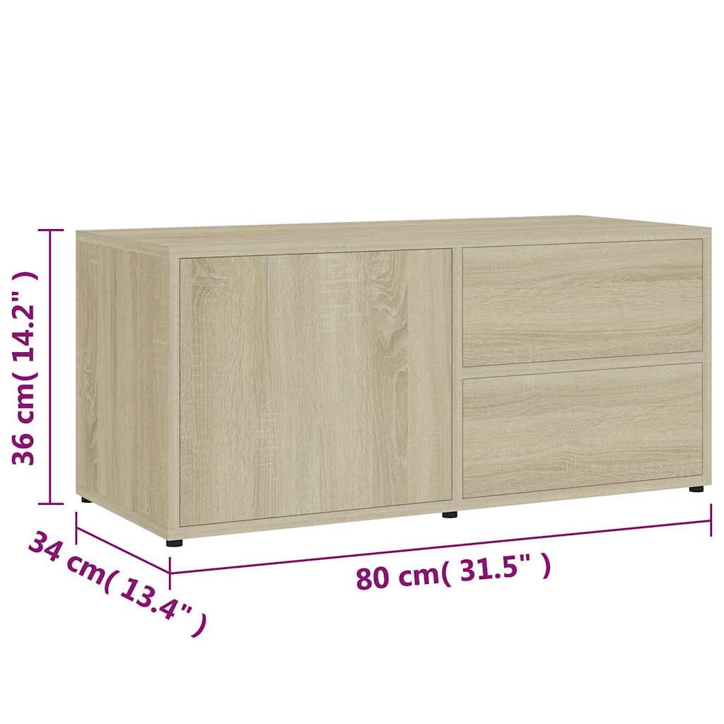 TV Cabinet | Sonoma Oak | Engineered Wood | 80x34x36 cm | Drawers